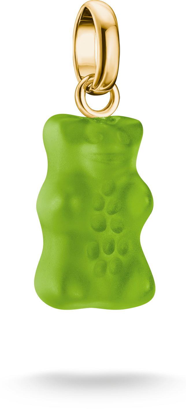 Thomas Sabo Charm-Anhänger, Goldbär aus Glas, in grün, aus Silber, vergoldet