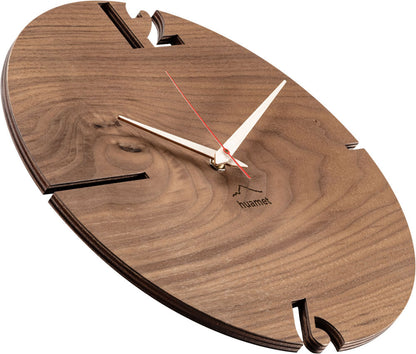 huamet Wanduhr 30x30x3,7 cm Holz • Hochwertiges Walnussholz • Handgefertigt in Südtirol
