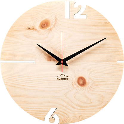 Huamet Wall Clock 30x30x3.7 cm Wood • Quartz Movement • Low-Noise