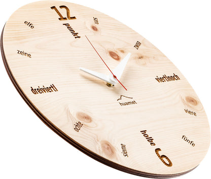 huamet Wanduhr 30x30x3,7 cm Holz • Stilles Uhrwerk • Echtholz Gehäuse