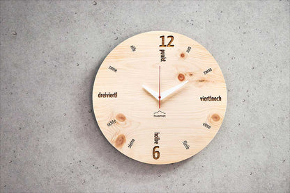 huamet Wanduhr 30x30x3,7 cm Holz • Stilles Uhrwerk • Echtholz Gehäuse