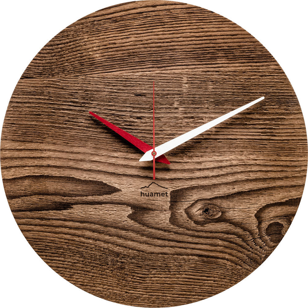 huamet Wanduhr 30x30x4,3 cm Holz • Uhrsprung rund • Altes Holz