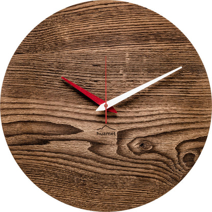 huamet Wanduhr 30x30x4,3 cm Holz • Uhrsprung rund • Altes Holz