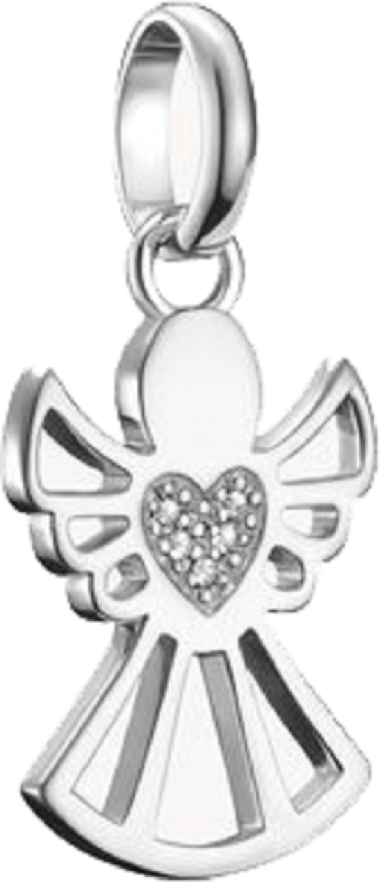 Charm pendant, angel with heart engraving and gemstone embellishment in silver - Thomas Sabo Model: CC1242-051-14