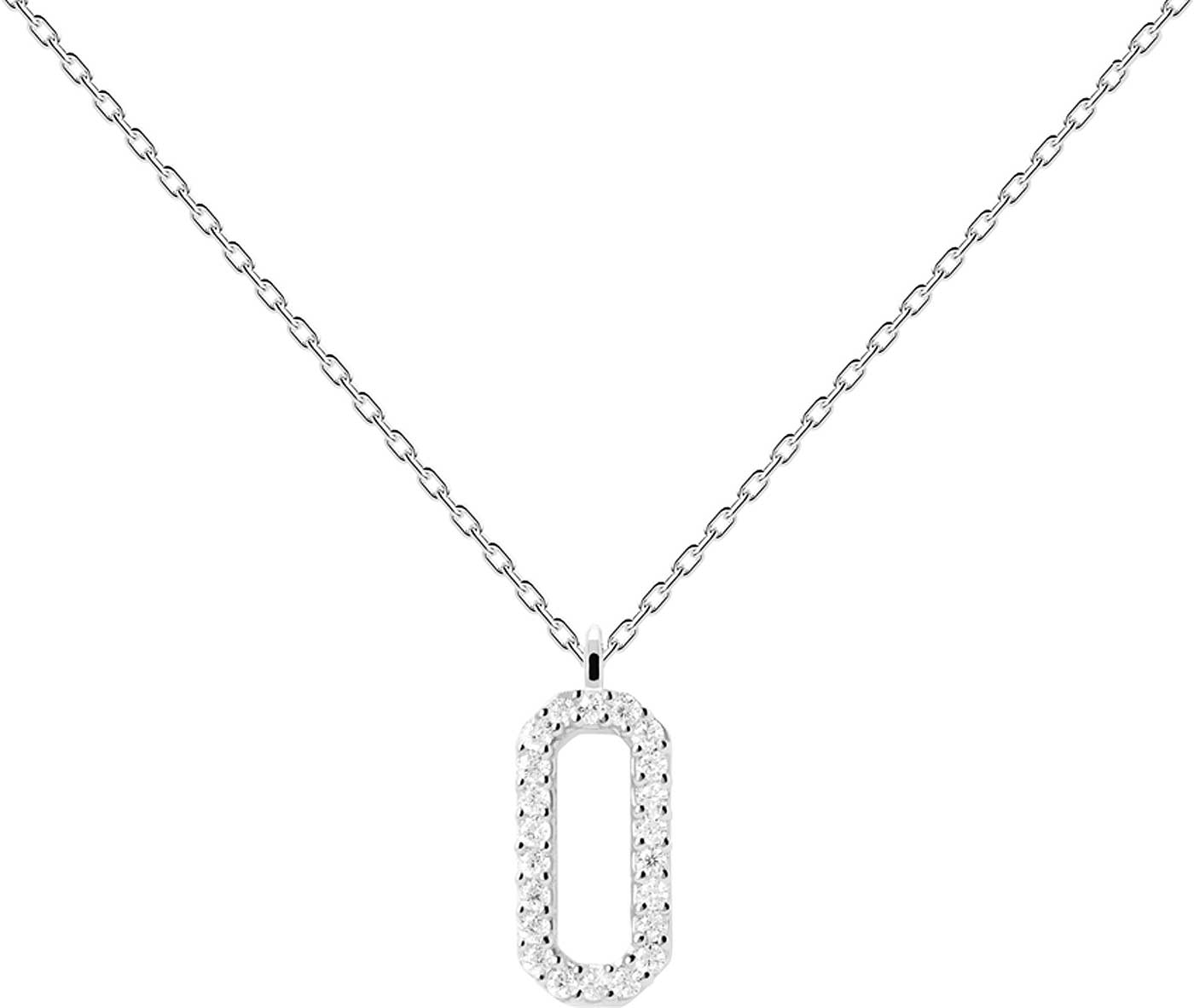Abi Kette mit eckigem Anhänger und Steinen - 925 Sterling Silber