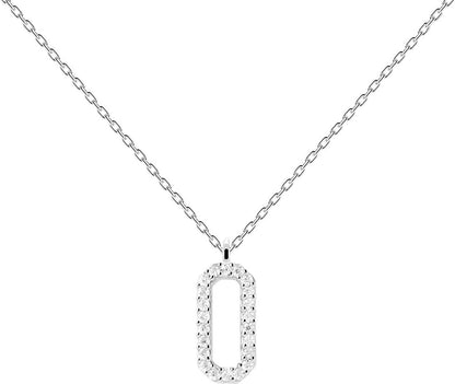 Abi Kette mit eckigem Anhänger und Steinen - 925 Sterling Silber