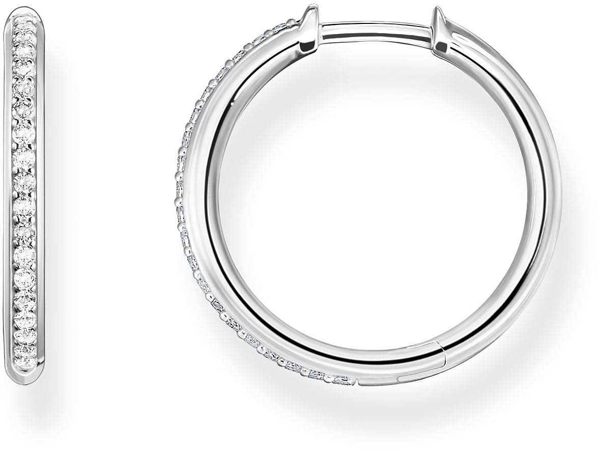 Kreolen mit weißen Steinen - 925 Sterlingsilber