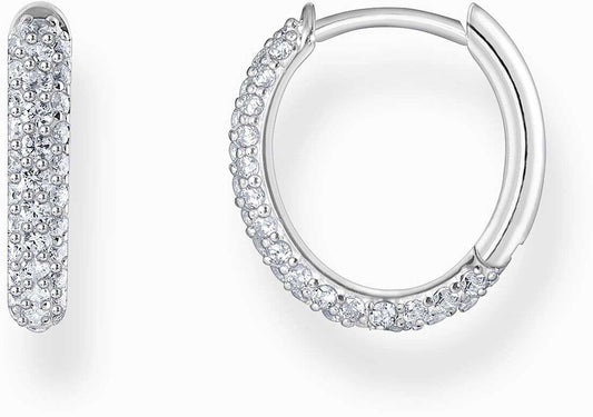 Silberfarbene Kreolen mit Zirkoniasteinbesatz - Thomas Sabo Modell: CR730-051-14