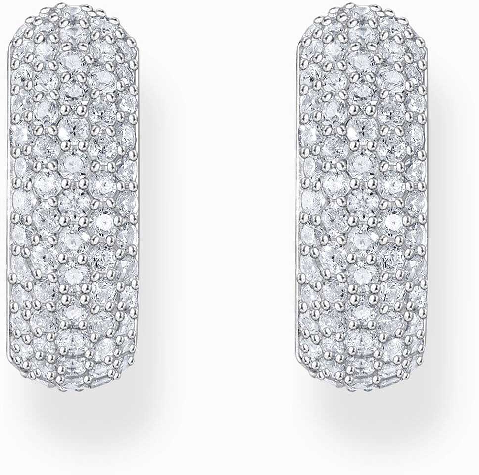 Silberfarbene Kreolen, besetzt mit weißen Zirkoniasteinchen - Thomas Sabo Modell: CR731-051-14