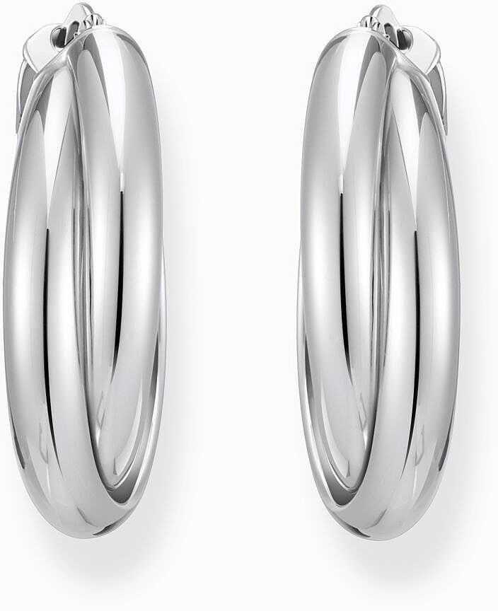 Silberfarbene große Kreolen, in verschlungenem, von den 90s inspiriertem Design - Thomas Sabo Modell: CR732-051-14
