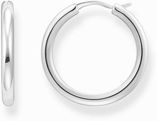 Silberfarbene, klassische Kreolen, mit abgerundeter, etwas breiterer Form - Thomas Sabo Modell: CR745-001-21