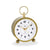 Goldfarbene Wecker-Uhr mit Ringgriff und weißem Zifferblatt, arabischen Ziffern