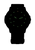 Herrenuhr mit schwarzem Zifferblatt und leuchtenden grünen Zeigern und Indizes