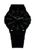 Herrenuhr mit seitlicher Detailansicht am Gehäuse, schwarzes Armband