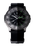 Herrenarmbanduhr mit dunklem Zifferblatt, grünen Leuchtindizes und schwarzem Nylonarmband
