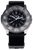 Herrenarmbanduhr mit schwarzem Nylonarmband, grauem Zifferblatt und grünen Leuchtmarkierungen