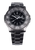Herrenarmbanduhr mit schwarzem Gehäuse, geriffelter Lünette und Ziffernblatt