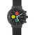 Armbanduhr mit schwarzem Band und schwarzem Zifferblatt mit Chrono-Subzifferblättern