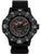 Herrenuhr mit schwarzem Zifferblatt, roten Zeigern und schwarzem Textilarmband, Automatik