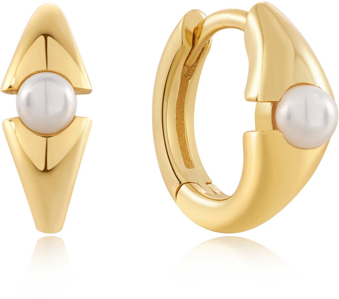 ANIA HAIE E054-03G Geometrische Kreolen mit einer Perle