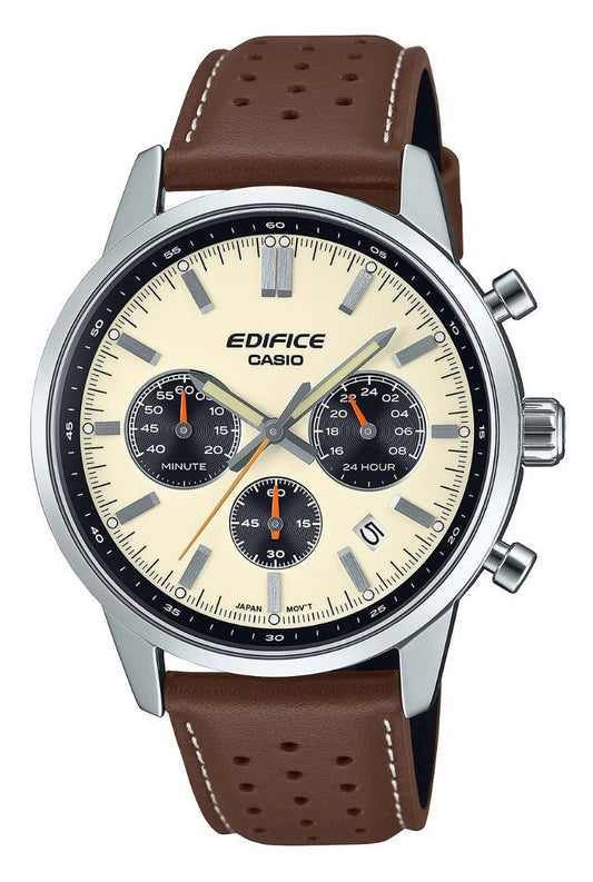 Casio Edifice EFR-575L-7AEF Herrenuhr • Chronograph • Echtlederarmband