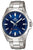 Casio Edifice Herrenuhr mit blauem Zifferblatt, silbernem Edelstahlarmband, rundem Gehäuse