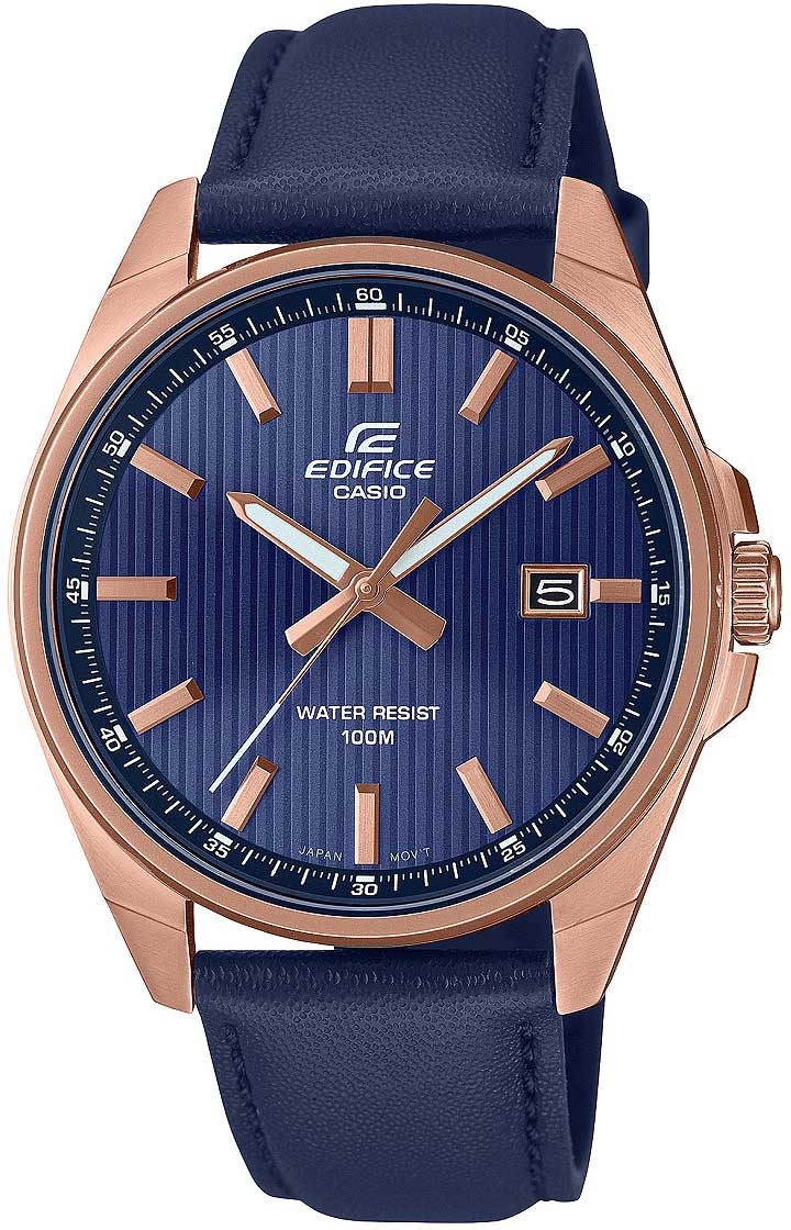 Casio Edifice EFV-150CL-2AVUEF Uhr • Blaues Zifferblatt • Echtlederarmband