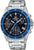 Herrenuhr mit Edelstahlband, blauem Lünette-Ring und schwarzem Zifferblatt