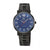 Herrenuhr mit blauem Zifferblatt und schwarzem Metallarmband