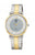 Herrenarmbanduhr mit silbernem und goldfarbenem Metallarmband, rundem Ziffernblatt
