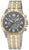 Zweifarbige Herrenuhr: Titanarmband, dunkelgraues Zifferblatt, gelbe Details