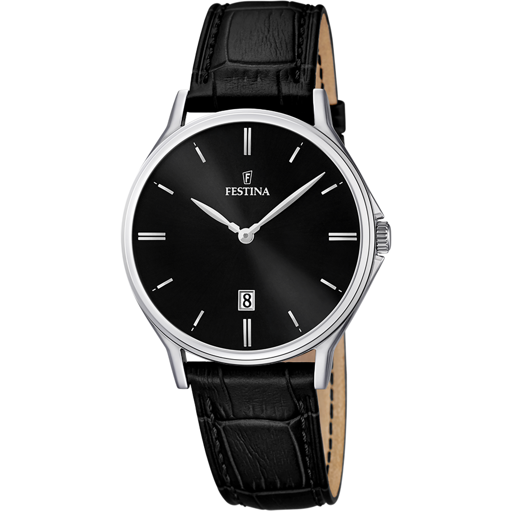 Festina Classics F16745/5 Herrenuhr Schwarz • Mineralglas • Echtlederarmband