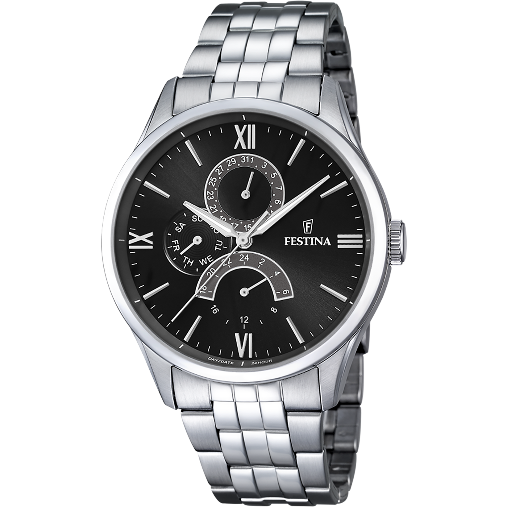 Festina Retro F16822/4 Herrenuhr Schwarz • Multifunktionswerk • Mineralglas