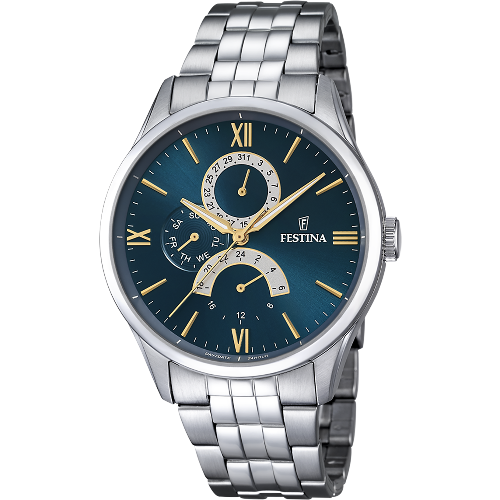 Festina Retro F16822/A Herrenuhr Blau • Miyota Quarzwerk • Edelstahlarmband