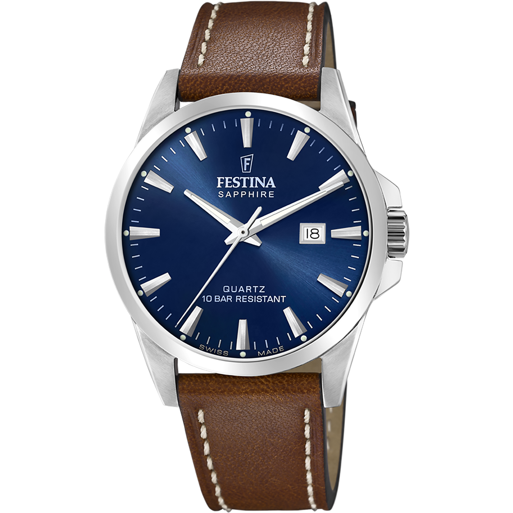 Festina F20025/3 Herren Armbanduhr Blau/Braun • Saphirglas • Quarzwerk