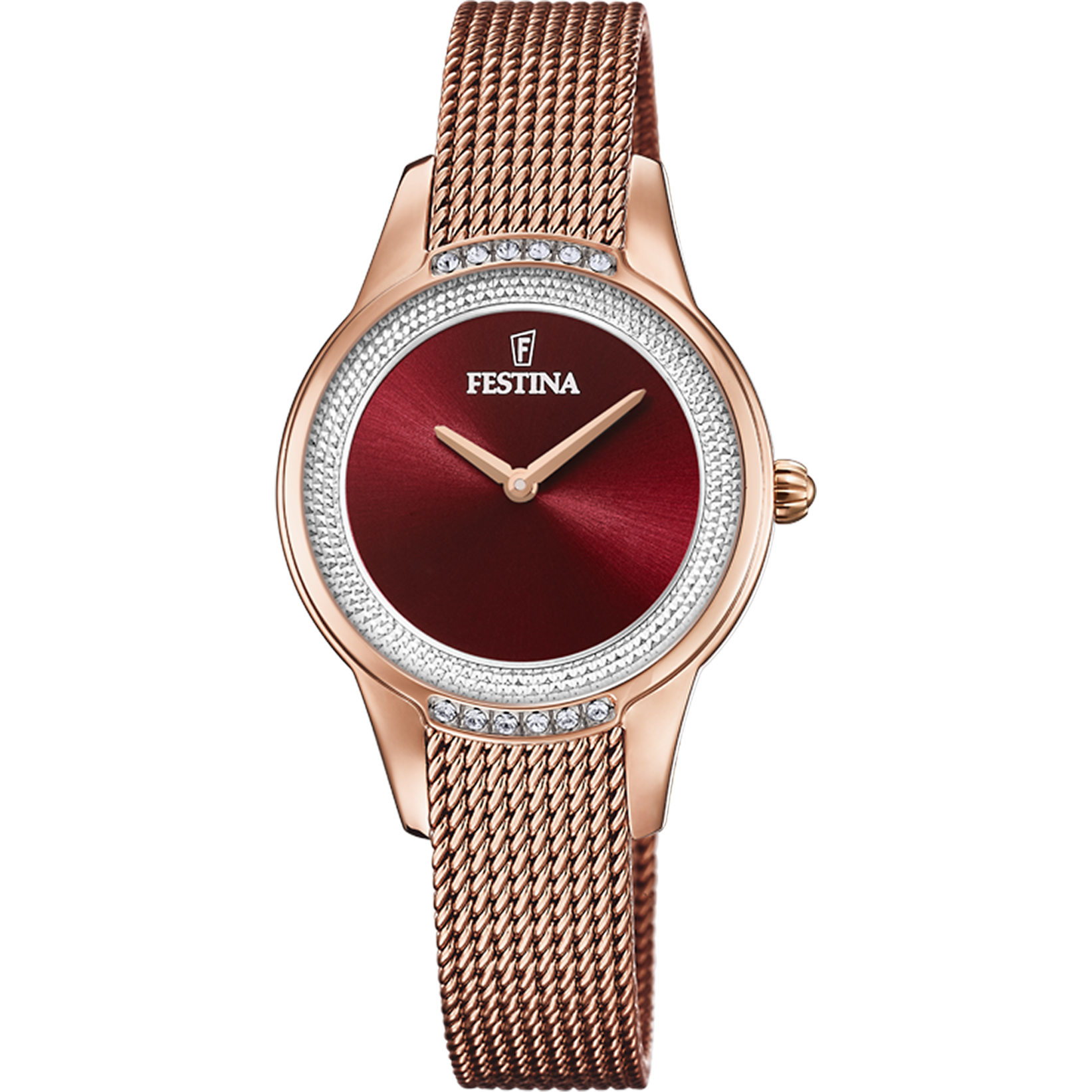 Festina Mademoiselle F20496/1 Damenuhr Rot • Zirkonia-Besatz • Mineralglas