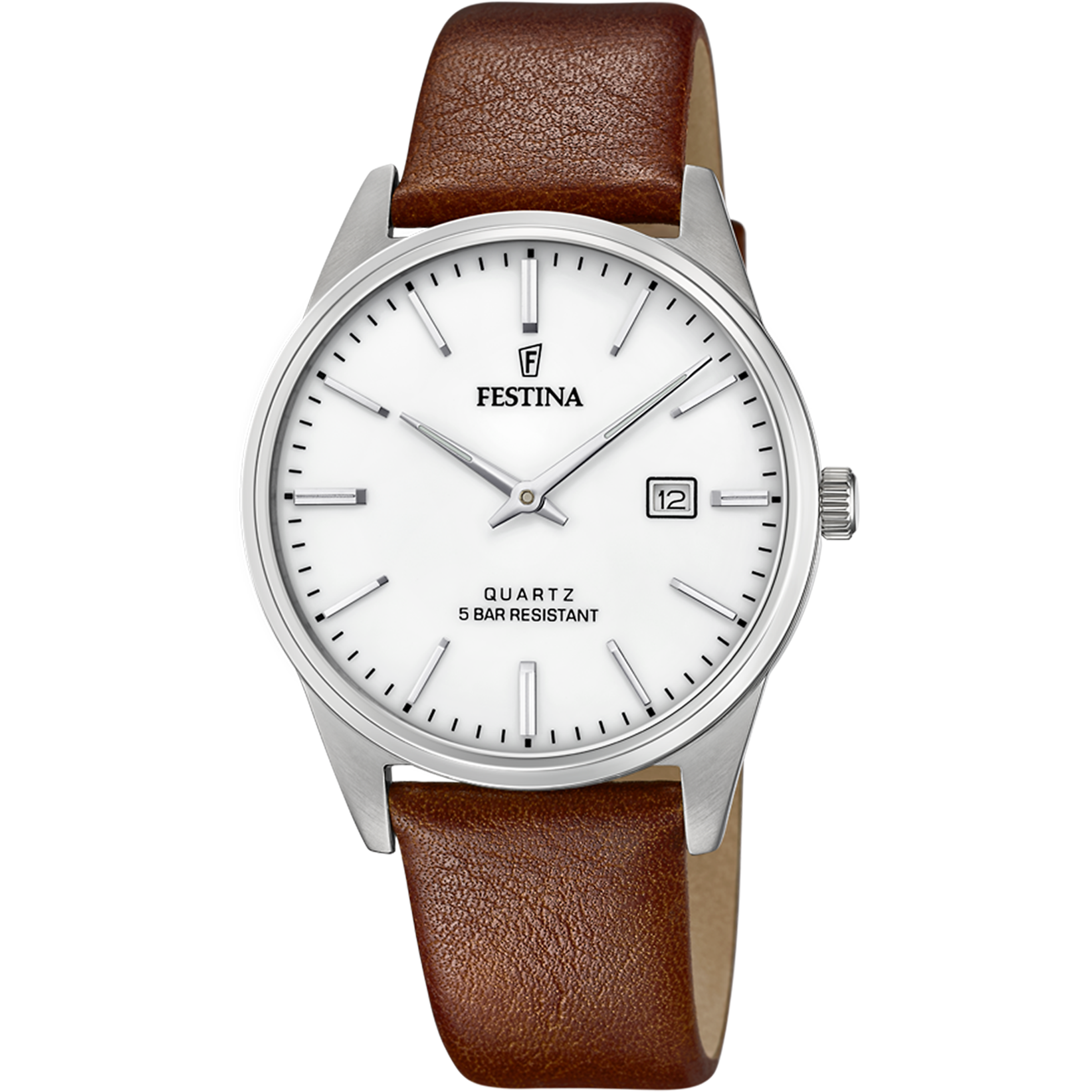 Festina Classics F20512/2 Herrenuhr • Silberfarbenes Zifferblatt • Echtlederarmband