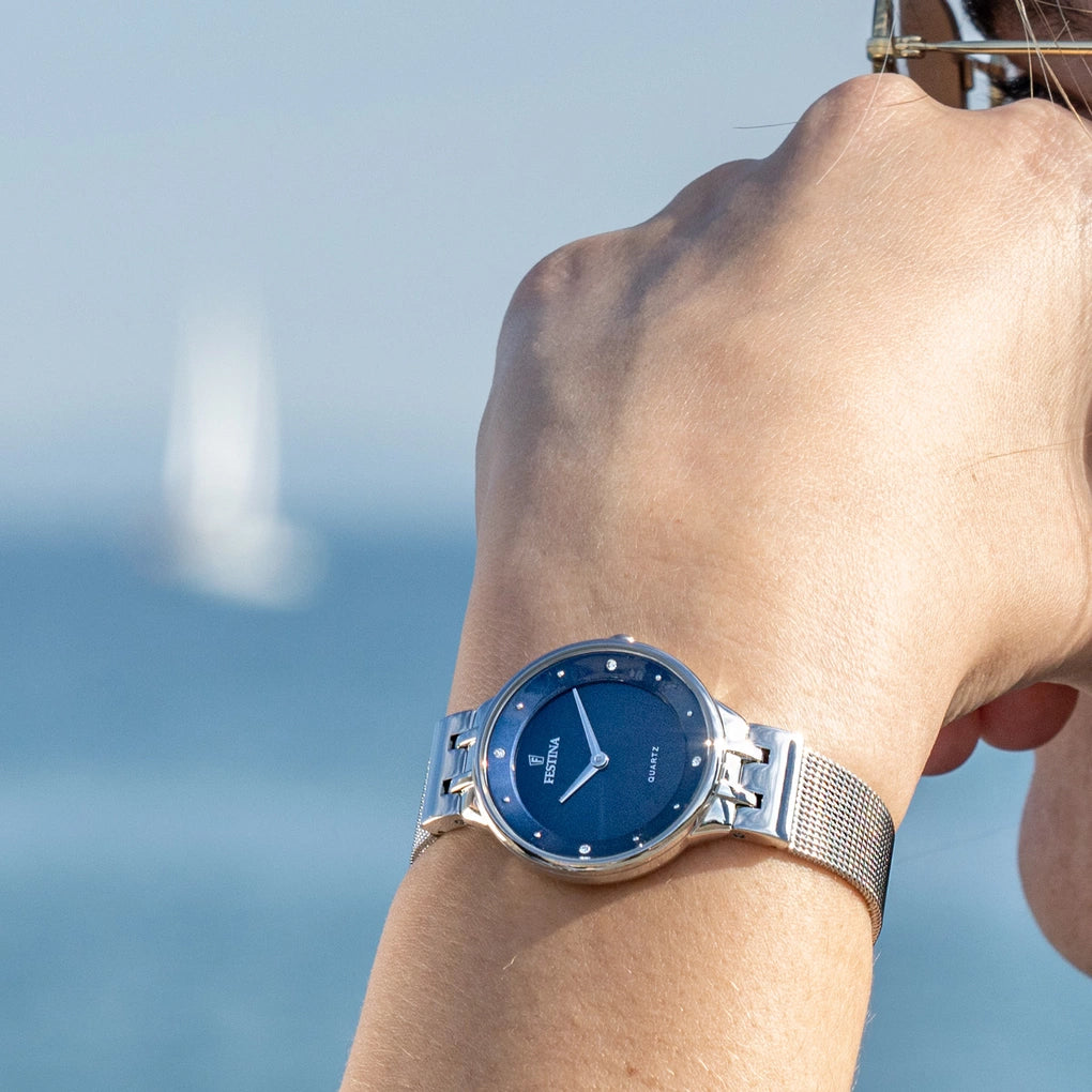 Festina Mademoiselle F20597/3 Damenuhr • Blaues Zifferblatt • Edelstahl