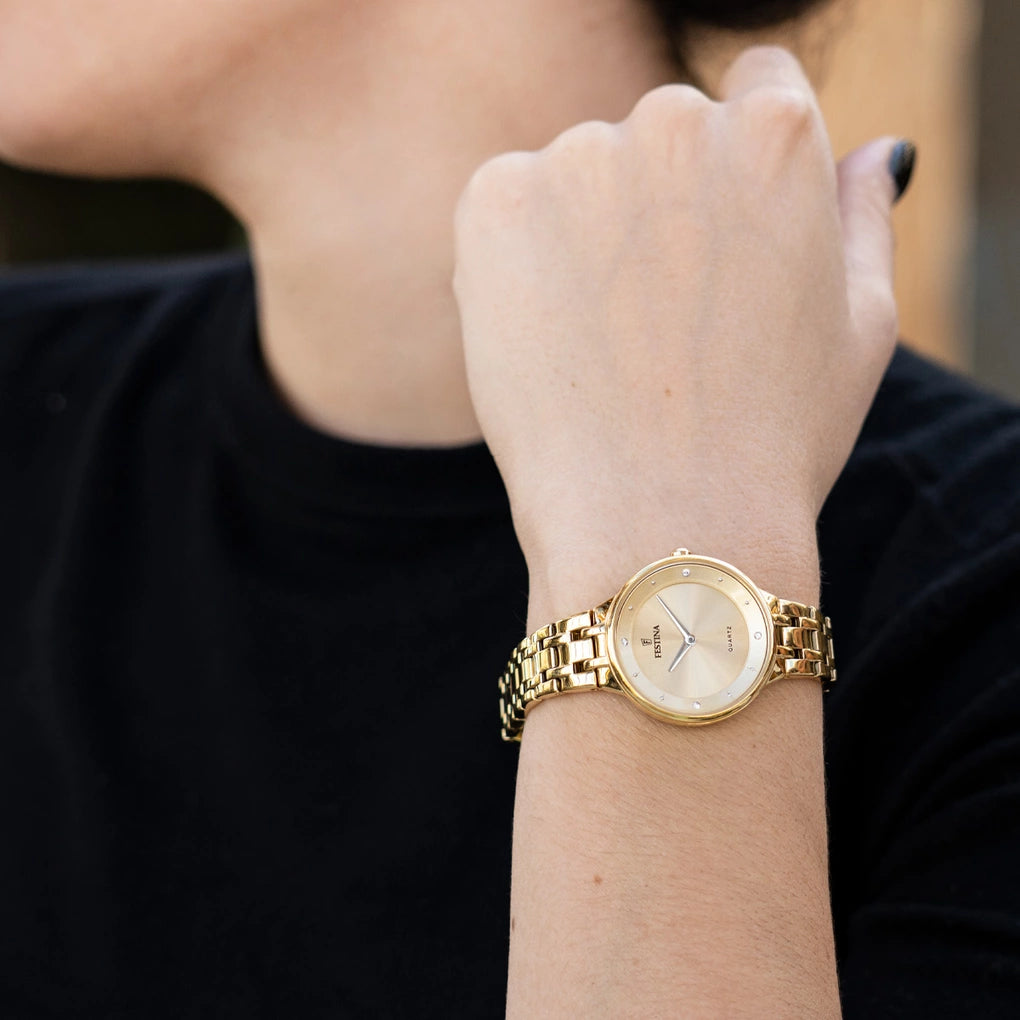 Festina Mademoiselle F20601/2 Damenuhr • Edelstahl Gold • 5 Bar Wasserdicht