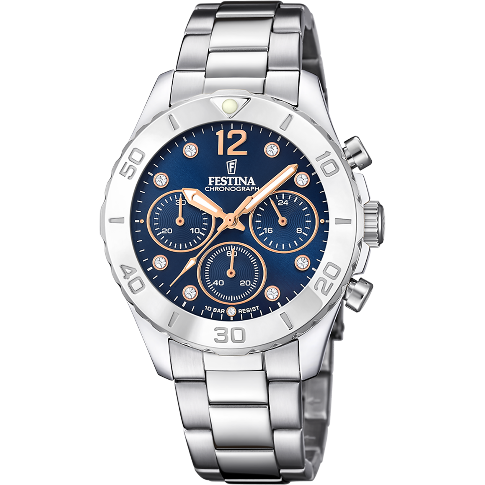 Festina Boyfriend F20603/3 Damenuhr Blau • Chronograph • Mineralglas