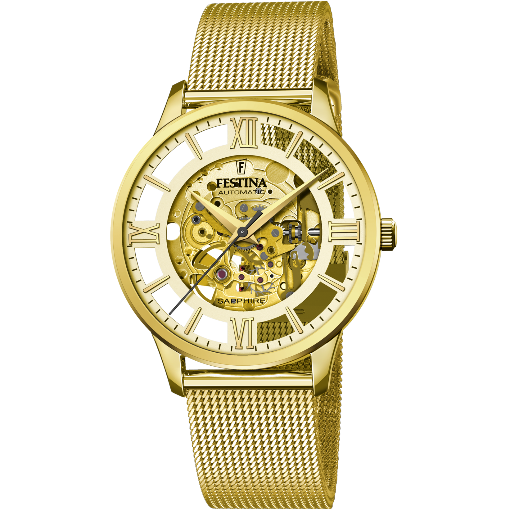 Festina F20667/1 Herrenuhr 42mm Gold • Automatikwerk • Edelstahlgehäuse