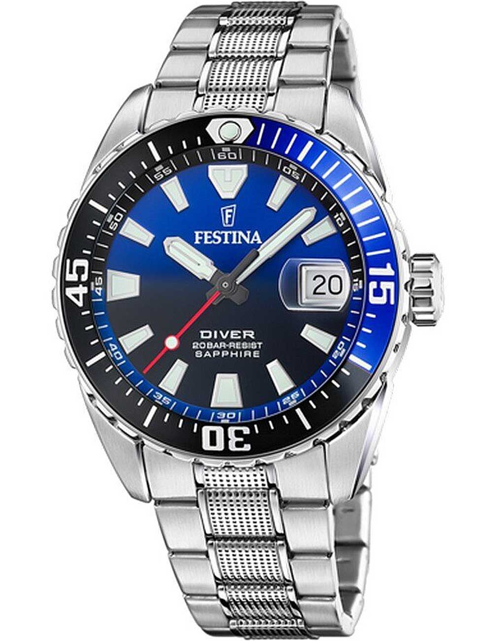 Festina The Originals F20669/5 Herrenuhr Taucheruhr • Saphirglas • 20 ATM wasserdicht