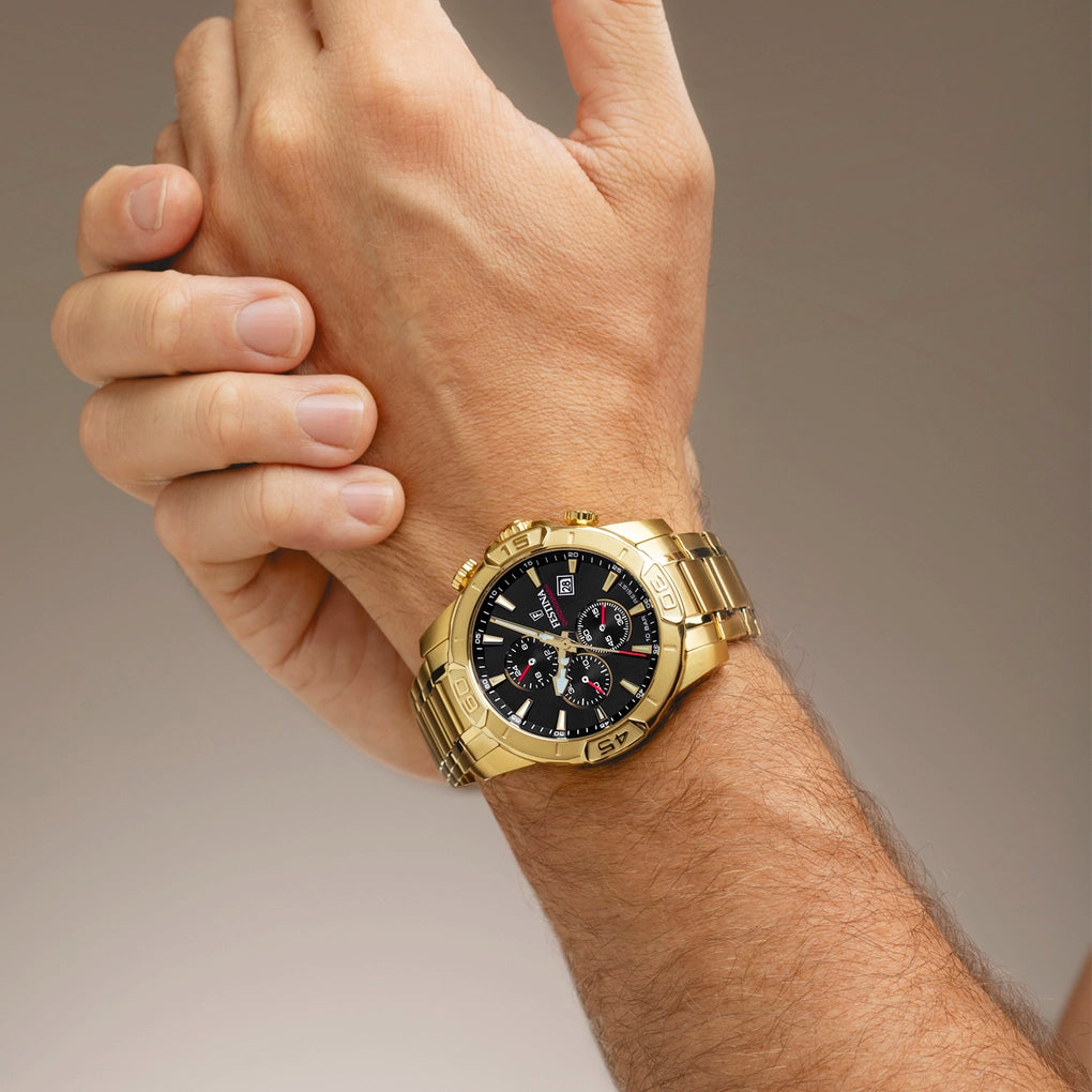 Festina Timeless Chronograph F20705/4 Herrenuhr • Goldfarbenes Edelstahl-Design • 10 ATM Wasserdicht