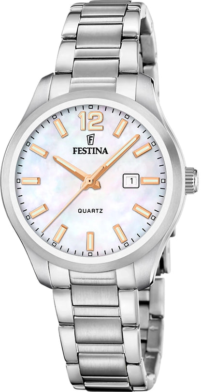 Festina Classics F20737/6 Ladies' Watch • Elegant Mother-of-Pearl Dial • Stainless Steel