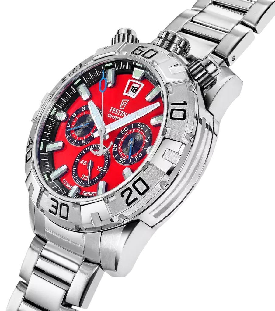 Herrenuhr rot aus Edelstahl  – Festina Bullhead Modell: F20743/5