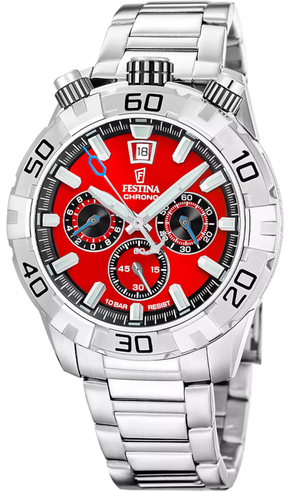 Herrenuhr rot aus Edelstahl  – Festina Bullhead Modell: F20743/5