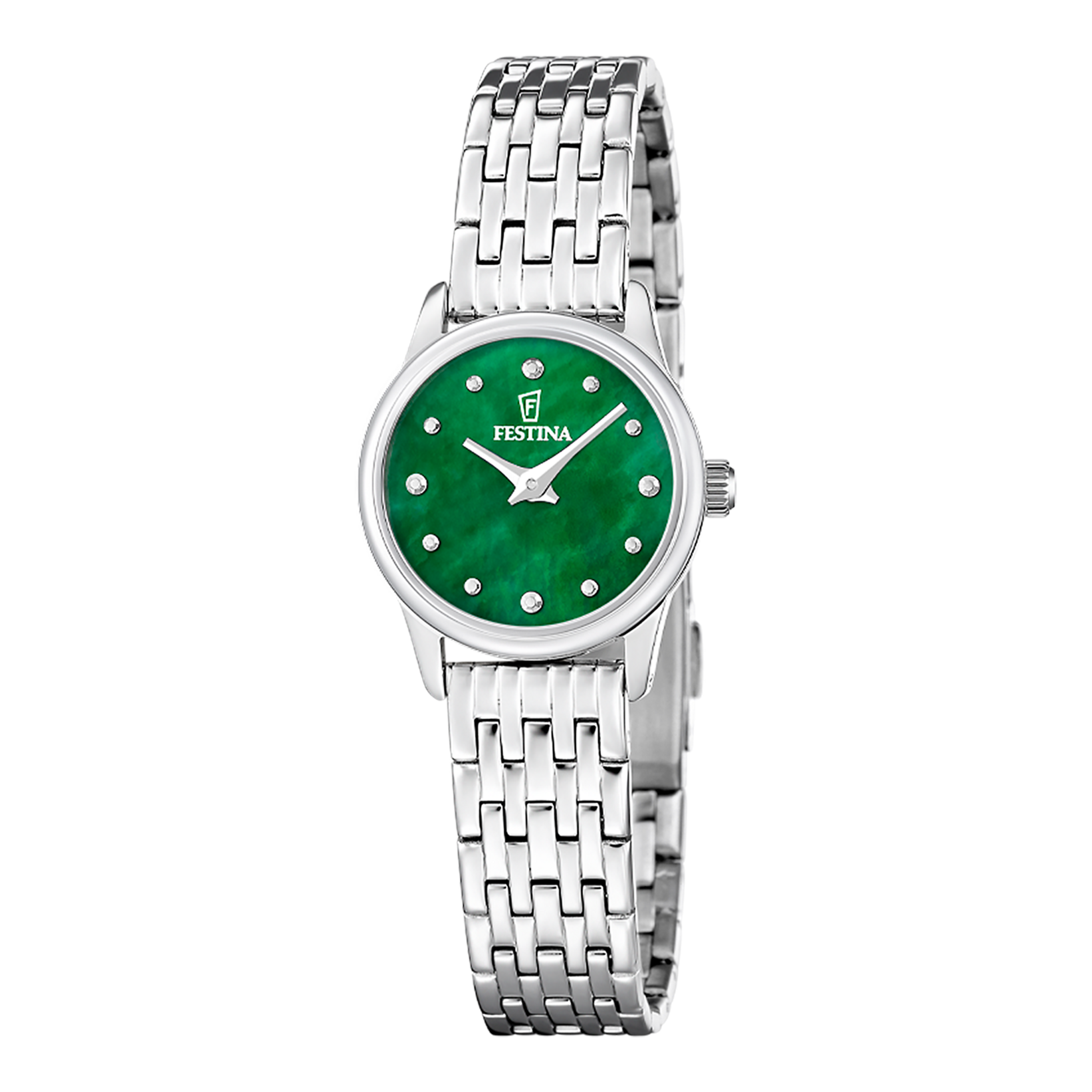Festina Mademoiselle F20749/5 Damenuhr Silberfarben/Grün • Quarzwerk • Mineralglas