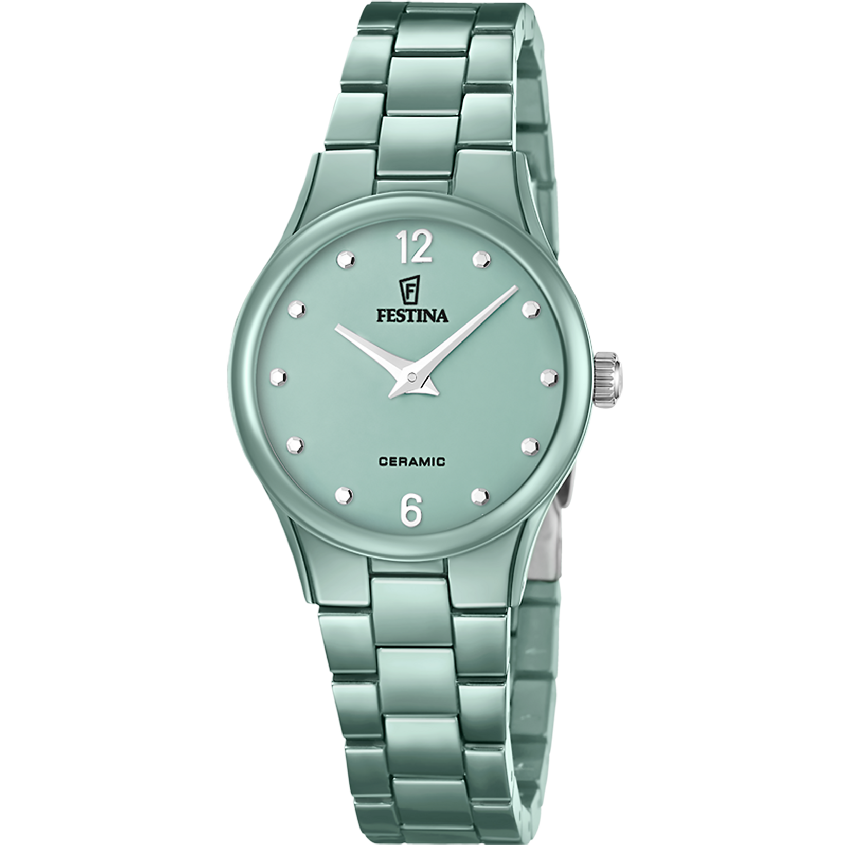 Festina F20751/3 Damenuhr Keramik Salbeigrün • Keramikarmband • Elegantes Damendesign