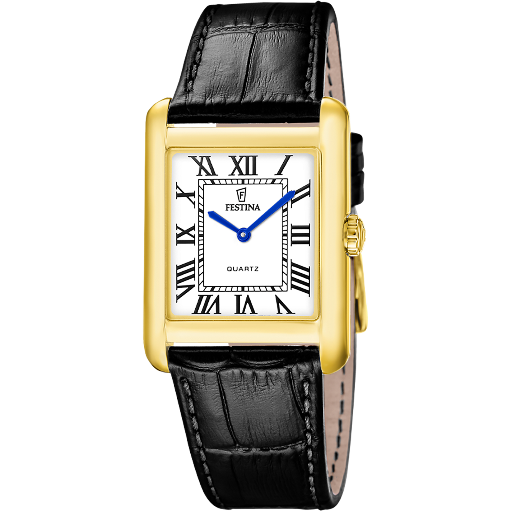Festina On The Square F20772/1 Herrenuhr Quarz Rechteckig Schwarz/Goldfarben • Quarzwerk • Rechteckiges Gehäuse