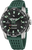 Herren-Connected-Uhr mit grünem Silikonarmband, schwarzem Zifferblatt und grünen Indexen